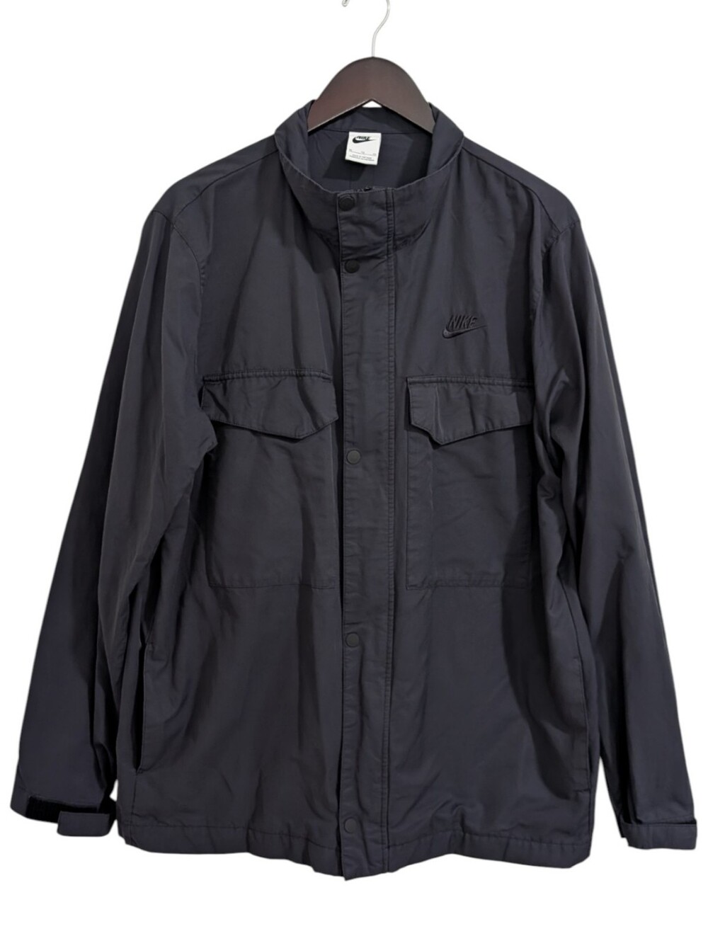 Nike Woven M-65 Utility Jacket Black Full Zip Snap Front Men's Size XL
